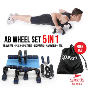 SPEEDS Ab Wheel Ab Roller Handgrip Strengthener Set Alat Push Up Alat Olahraga Alat Gym Fitness Set 009-7
