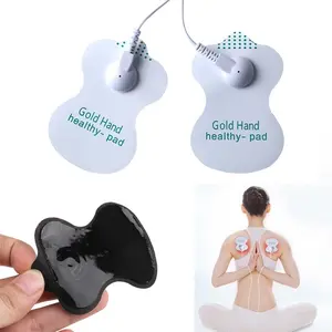Suku Cadang Pad Elektroda Refill Alat Terapi TENS EMS Gold Hand Reusable Snap Connector Bantalan Gel Perekat Kancing Universal Relaksasi Punggung Lutut Lengan Pemulihan Pasca Cedera Nyeri Otot Pijat Akupuntur Syaraf Kejepit