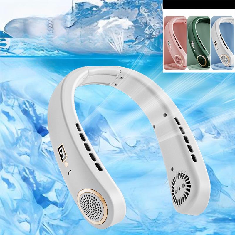 Quạt Treo Cổ Có Thể Sạc Lại USB Quạt Mini Thời Lượng Pin Lâu Thích Hợp Cho Học Sinh Và Thể Thao Cầm Tay Màn Hình Kỹ Thuật Số Năm Tốc Độ