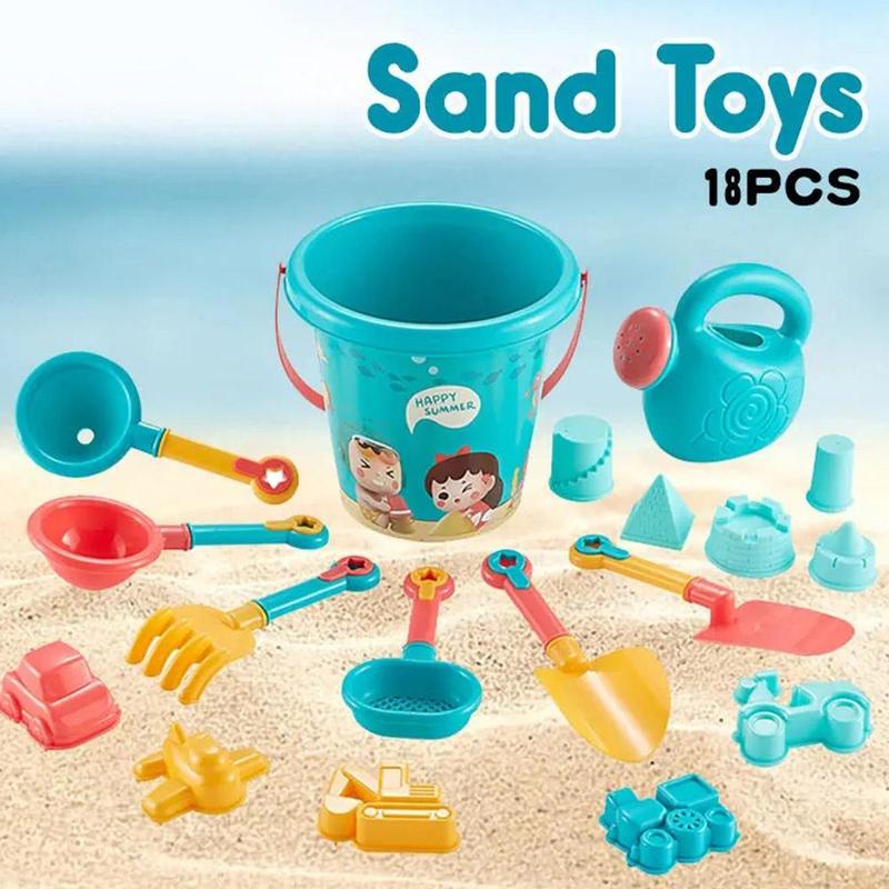 Product Introduction of Travel Beach Toys  Beach Toys Set With Sand Rake Watering Can Bucket Shovels Rakes Models Play Tools 17