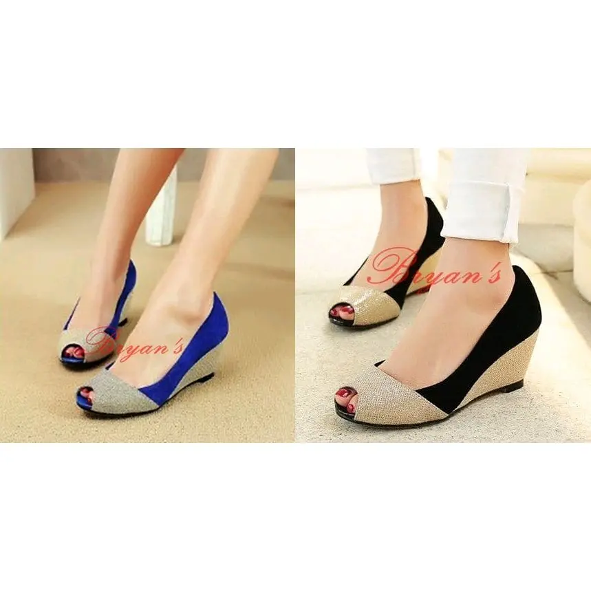 WEDGES CANTIK TERBARU TERLARIS ELECTRIC Open Toe Hak Setengah (3-5 cm) Bisnis Santai Heels Pesta