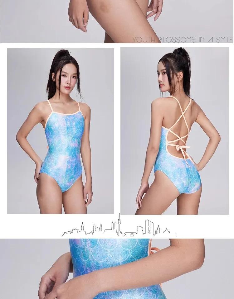 Maillot de bain une pièce d'entraînement athlétique pour femmes Maillot de bain de compétition à écailles de poisson pour la compétition_voghion.com
