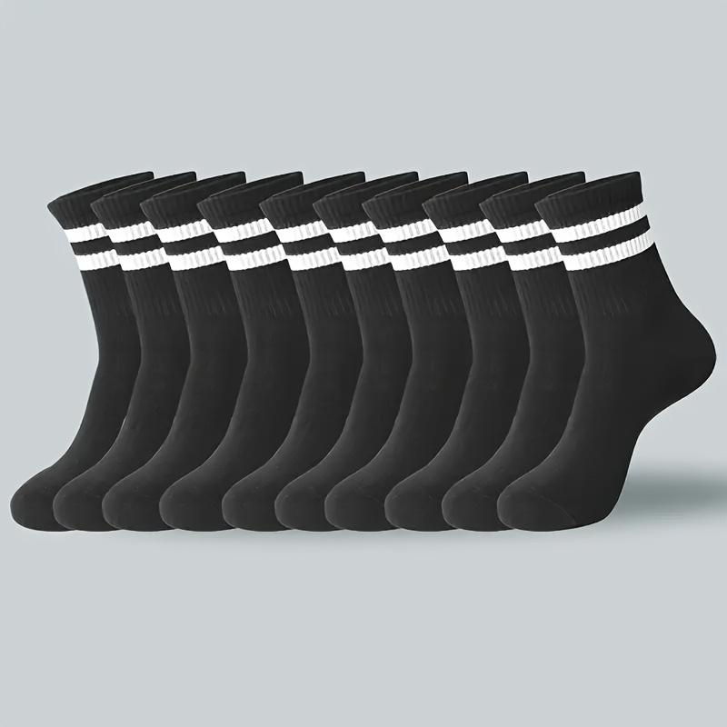 10/20 Pairs of Striped Men's Women's Stockings-Breathable Polyester Knitted Fabric, Casual Sports Style, Hand Wash/Dry Cleaning, Black/White hiking  backpack gym  bag  women Womenswear Sock grip  socks  for  men running  belt aaron  rai  golf glove baller 1