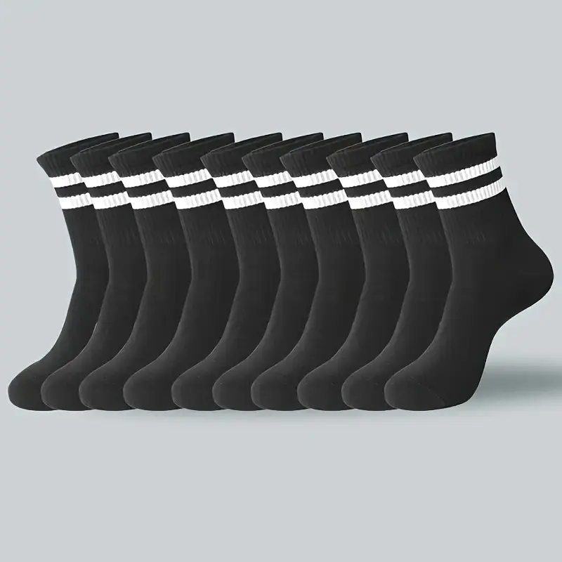 10/20 Pairs of Striped Men's Women's Stockings-Breathable Polyester Knitted Fabric, Casual Sports Style, Hand Wash/Dry Cleaning, Black/White hiking  backpack gym  bag  women Womenswear Sock grip  socks  for  men running  belt aaron  rai  golf glove baller 1