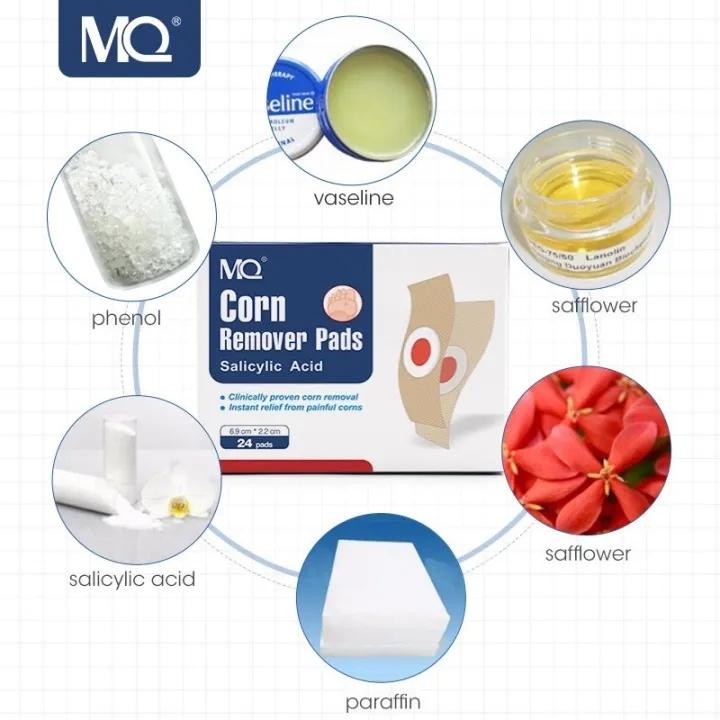 MQ 24 PCS Medicated Corn & Callus Removal Patches Salicylic Acid Foot Treatment Plasters Penghilang Kulit Keras Tanpa Sakit untuk Dewasa di Atas 16 Tahun