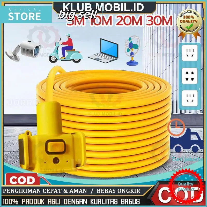【COD,Stok Lokal】 Kabel Ekstensi Extension Cord 30 Meter 20 Meter 10 Meter 5 Meter Original kabel gulungan roll colokan listrik multifungsi Kabel Sambungan Peralatan Elektronik
