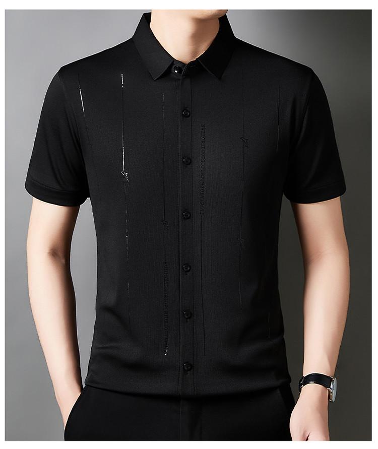 Product Introduction of Men's Casual Polo Shirt Short Sleeve Breathable Easy Versatile Striped Design 7