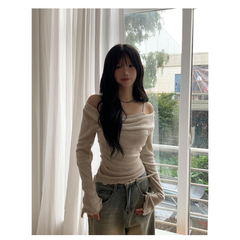 Áo Thun Nữ Trễ Vai Khâu Dài Tay, Hàng Mới Về Mùa Thu, 251016 | BigBuy360 - bigbuy360.vn