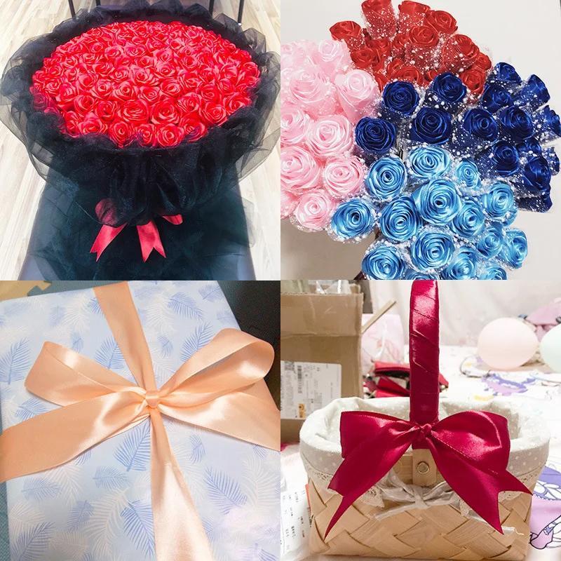 Satin Ribbon, 1 Roll Gift Wrapping Ribbon, Suitable for DIY Handmade Gift Packaging Ribbon, Flower Bouquet Party Home Decoration Supplies 4