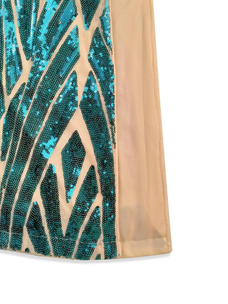 Product Introduction of Women's Split Thigh Glitter Sequins Cami Evening Dress, Elegant Halter Neck Lace Up Bodycon Evening Party Gown, Ladies's Clothes for All Seasons 9