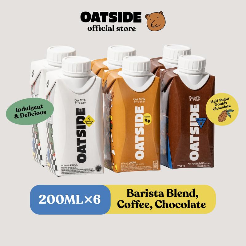 OATSIDE Mix Cap Oat Milk Barista Blend Chocolate Coffee 200ml (6pcs) (Kemasan Tutup Botol) | Susu Oat Barista Blend Cokelat Kopi 0