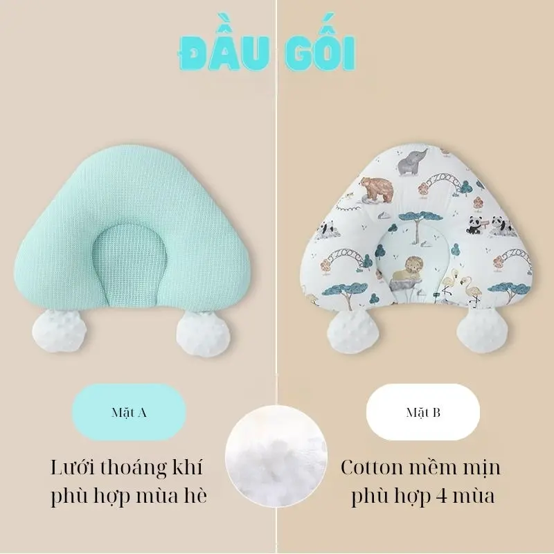 GỐI SIÊU VIP Gối Chữ U Chống Bẹp Đầu Cho Bé Sơ Sinh Chống Giật Mình Có Dây Rút Điều Chỉnh 8