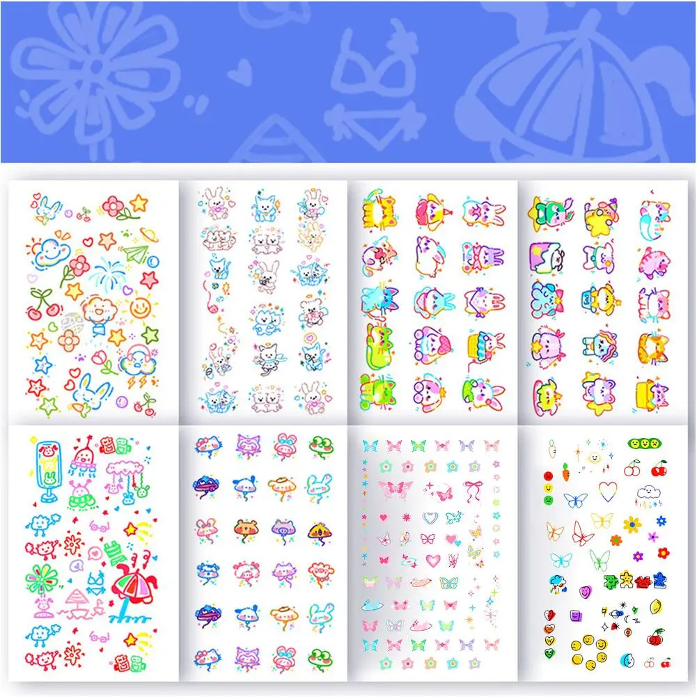 Mini Tattoo Stickers Cartoon Tattoo Stickers Cute Set Stickers Earring Stickers Ear Waterproof Long-lasting Tattoo Stickers