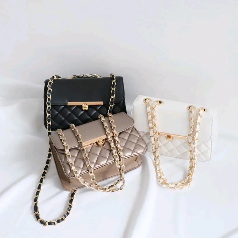 Tas Selempang Wanita Bordir Polos Slempang Tali Rantai Sling Bag Cewek Slingbag 5