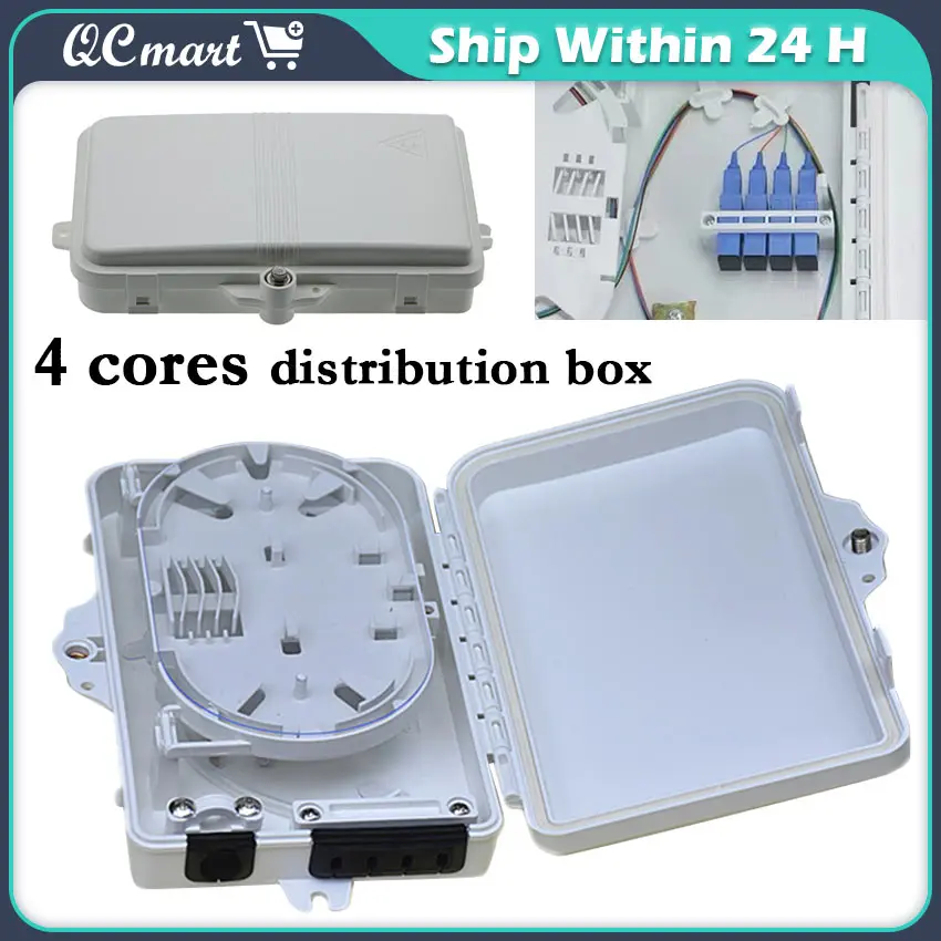 FTTH 4 Core 6 Core Fiber Optic Termination Box 4 Port Optical Fiber ...