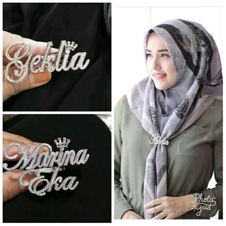 Ring Hijab Ukir Nama Cantik Muslim Peniti  Kerudung 1