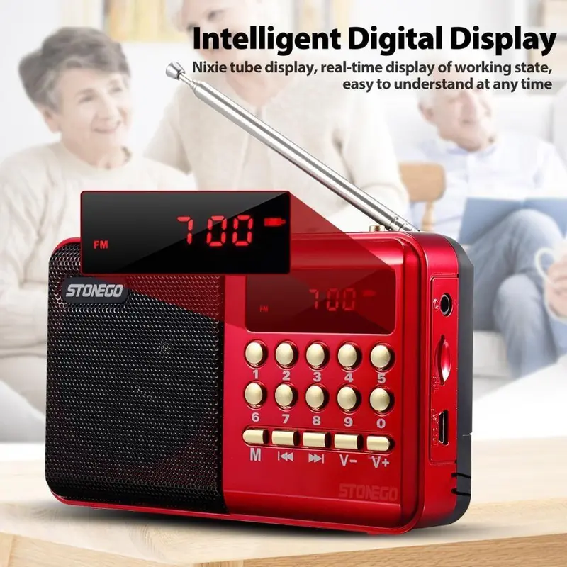 Portable Mini Radio, Rechargeable Digital FM USB TF MP3 Player, Handheld Speaker Equipment Suitable for Home, Office, Outdoor 2
