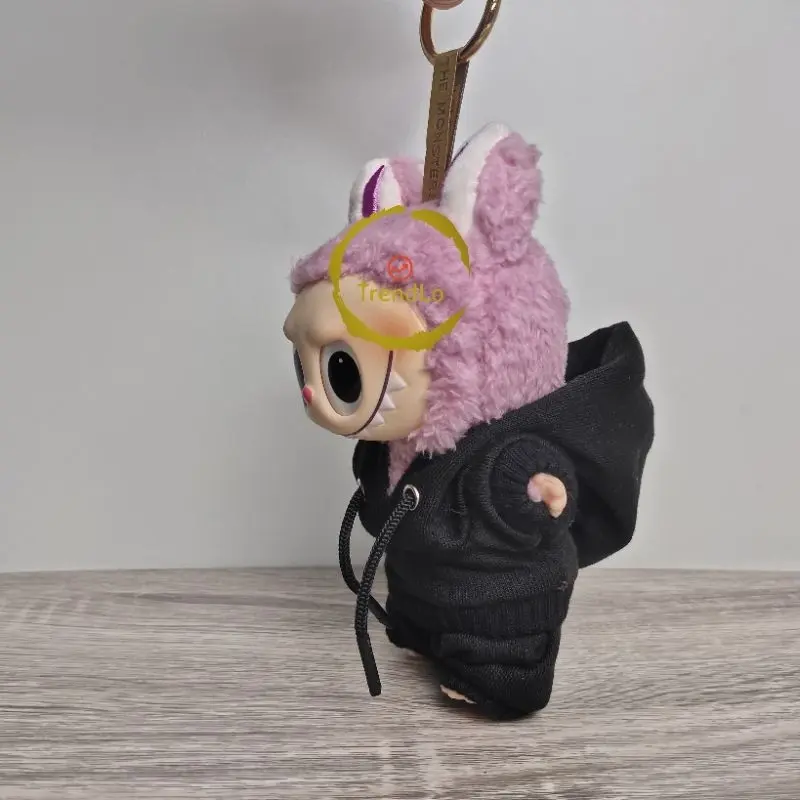 Aksesoris Pakaian Boneka Labubu Hitam Putih Abu-abu - Hoodie + Sweater + Celana Ukuran 8cm 3