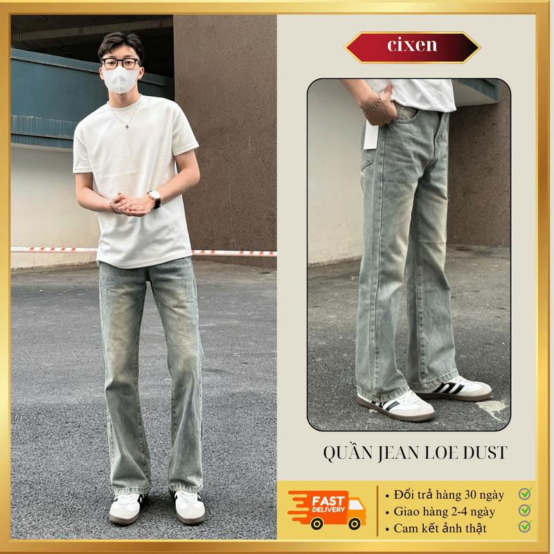 [CIXEN] Quần jean ống loe nhẹ Wash Dust VER 1 Chất Liệu Denim Hack dáng S-XXL, Quần jeans nam loe wash DUST Streetwear [QL02]