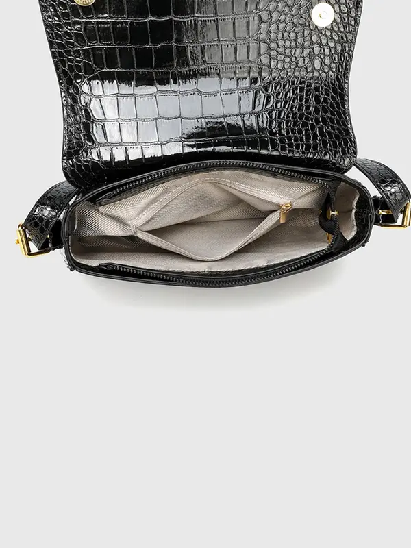 Women's Fashionable Crocodile Embossed Design Shoulder Bag, Casual Versatile Crossbody Bag with Adjustable Strap for Daily Used 2