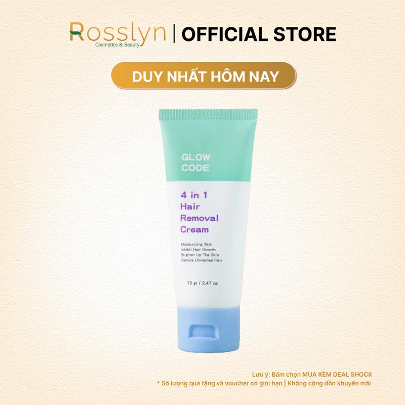 Kem tẩy lông GlowCode 4IN1 với Niacinamide và Vitamin E giúp lông mọc thưa, dưỡng ẩm và làm sáng da 70gr