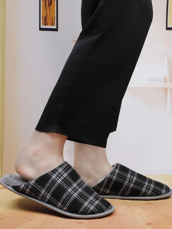 Men's Plaid Print Plush Slippers, Casual Comfortable Home Slippers, Warm Slippers for Indoor & Outdoor Use for All Seasons 7