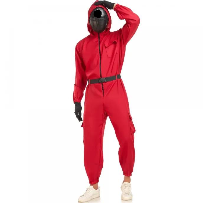 Product Introduction of Kostum Permainan Sotong, Gaya Korea, Untuk Dewasa dan Kanak-kanak, Cosplay Badut, Jumpsuit dengan Sarung Tangan dan Topeng, Filem La Casa De Papel Dali, Jumpsuit Bertudung Merah, Sesuai untuk Main Peranan Halloween, Kostum sampin  songket  lelaki baju  ra 4