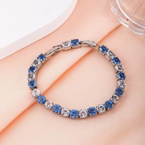 Gelang Tangan Berlian Penuh, Bertatah Biru, Berlian Putih, Baris Tunggal, Fesyen Wanita, Diperibadikan, Elegan, Gelang Minorit, Sesuai untuk Kemasukan, Ketibaan Baru