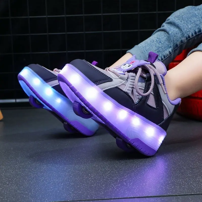 Heelys, Giày Trượt Băng Cho Bé Gái, Phong Cách Clow M, Bánh Đôi, Có Thể Tự Động Nhận, Thích Hợp Cho Học Sinh, Nhẹ, Có Đèn, Hàng Mới Về Năm 2024 8
