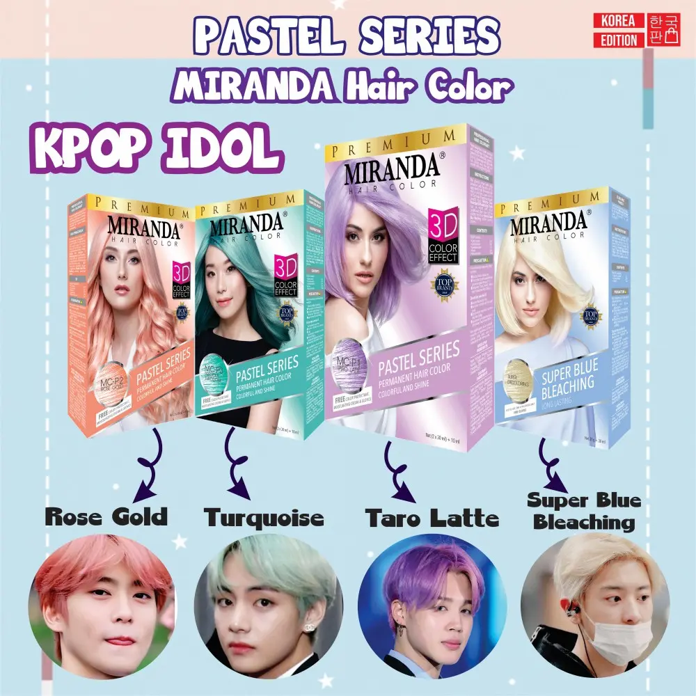 MIRANDA Hair Color Soft Pastel Pewarna Rambut Cat Rambut Salon Semir Rambut Permanen