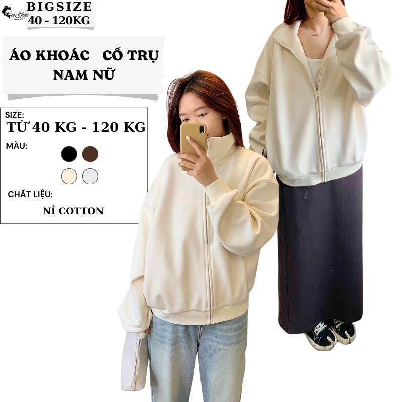 40-115KG Áo Khoác Cổ Trụ Bigsize Nam Nữ Sói Store Hoodie Zip Dài Tay - Chống Nắng Giữ Ấm - Cổ Cao - Bomber Menswear Jacket aokhoac swe  áo Top Women Đen