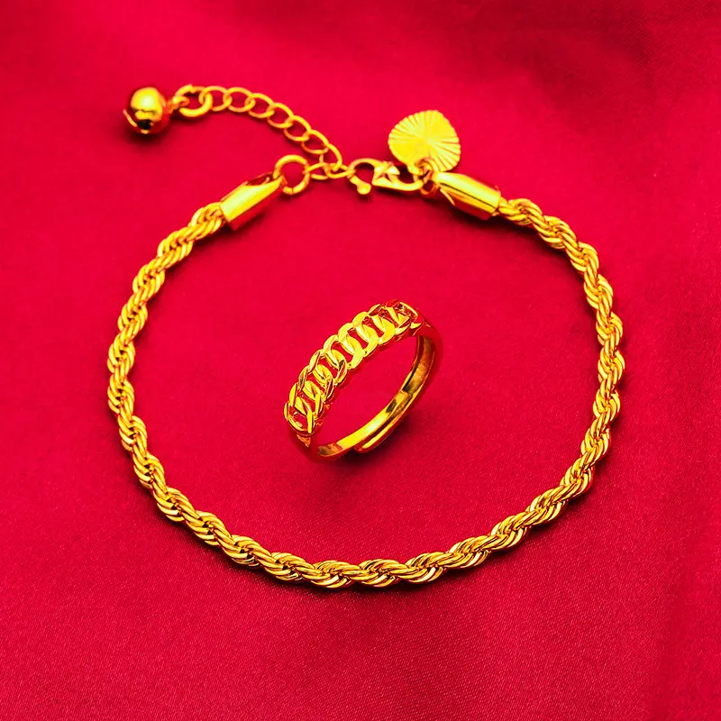 Bracelet Ladies Twist Women's Fine Twist Chain Sand Gold Women's Bell Bracelet Bracelet Bracelet Sand Gold
