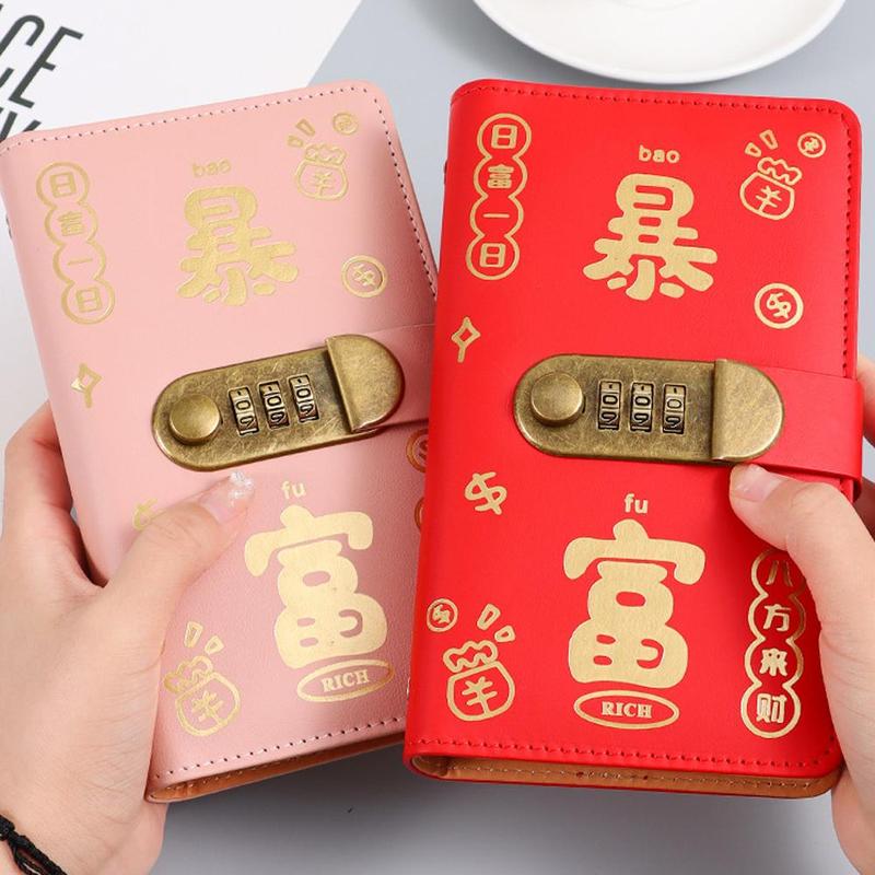 Chinese Red [Get Rich] Password Saving Book Hold Cash And Banknotes Large-Capacity Storage Book For Financial Management Money Saving Book 5