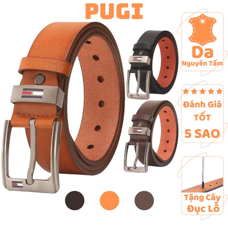HÀNG MỚI - GIẢM 50% Thắt lưng nam khóa kim da PU nguyên tấm màu đen và nâu ,dây nịt nam khóa kim cài chống gỉ độ bền cao tặng kèm đục lỗ bản rộng 3.7cm thời trang Hàn Quốc PUGI - R63