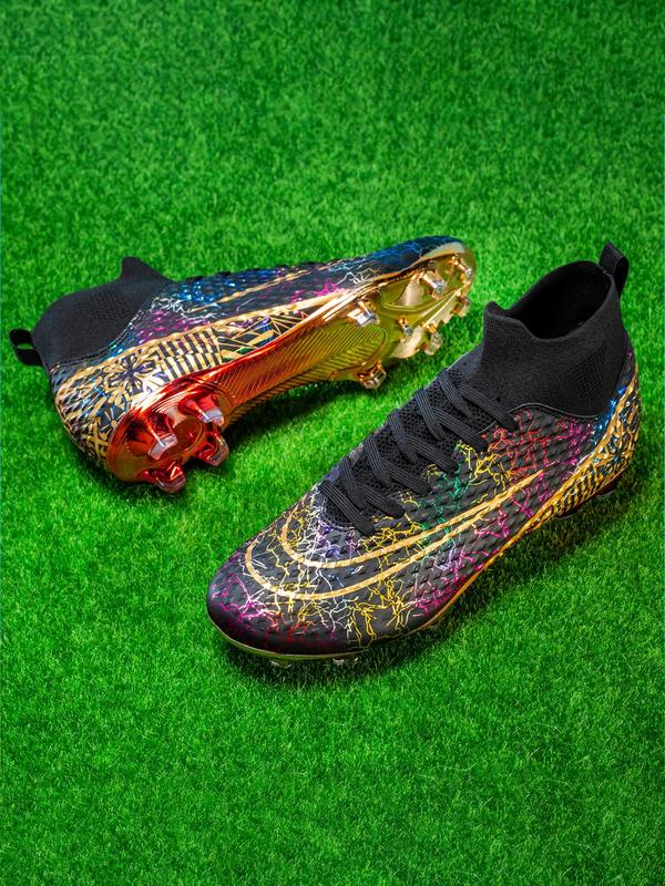 Men's Lace Up High Top Football Shoes, Breathable Comfortable Soccer Shoes, Professional Football Cleats, Anti-slip AG Spikes Football Shoes for All Seasons 4