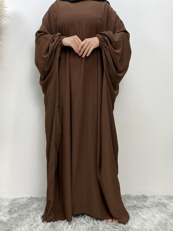 Women's Plain Batwing Sleeve Zipper Kaftan, Esme Kaftan Dress, Butterfly Abaya, Asian Suits Eid, Modest Clothes, Modest Loose Long Sleeve Maxi Dress for Spring & Fall, Modest Holiday Outfits, Kaftans for Women 4