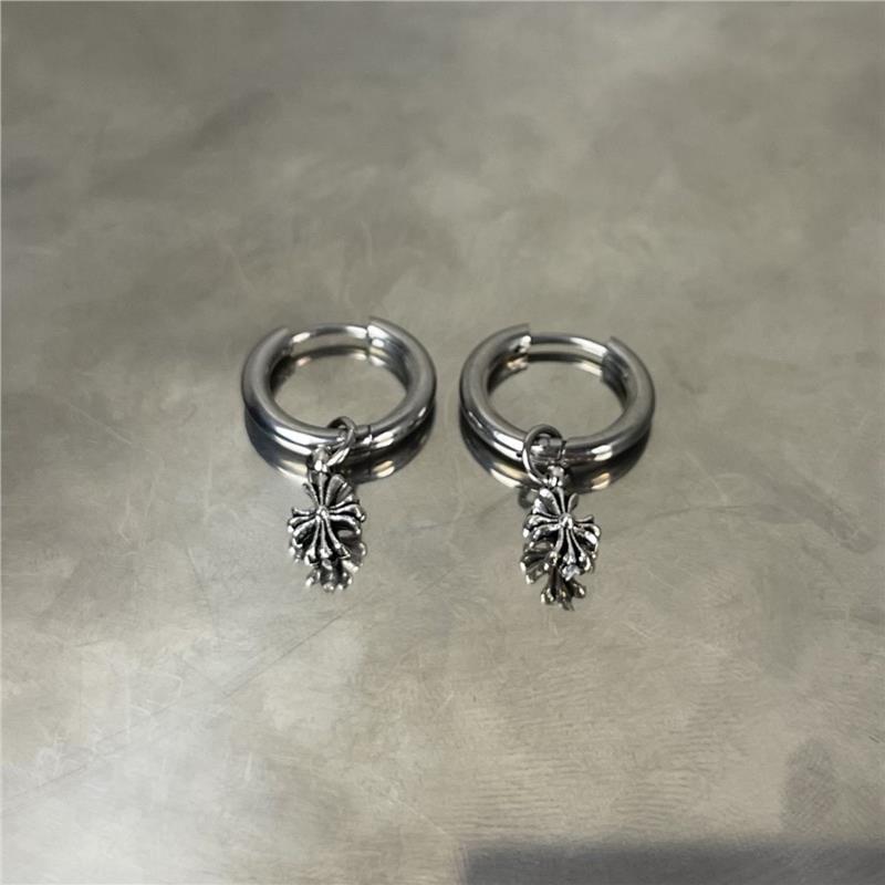 {KANA earring} Khuyên tai tròn kiểu chrome heart thép không gỉ 5
