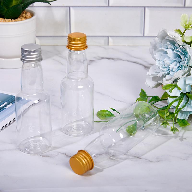 Product Introduction of 5Pcs 60ml Mini Clear PET Refillable Small Wine Bottles For Party Wedding Liquor Bottles With Leak Proof Screw Lid 23