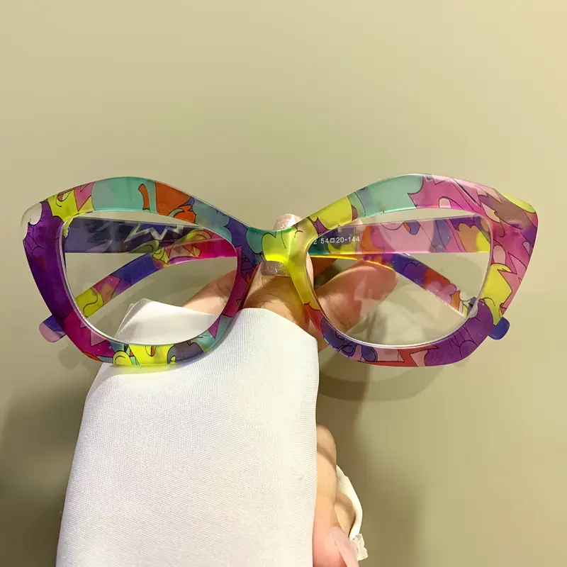 Apaircircle Y2K Colorful Cat Eye Anti-Blue Light Glasses - Stylish PC Lens Eyewear with Metal Hinges, Vibrant Multicolor Design for Men & Women, Includes Protective Case, Daily Wear Eyewear, Durable Eyeglasses gentle monster shades  wear 4
