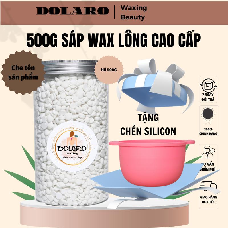 [ Tặng chén nấu sáp silion] Hũ 500g sáp wax lông cao cấp DOLARO siêu bám lông,  an toàn cho da Women Nữ