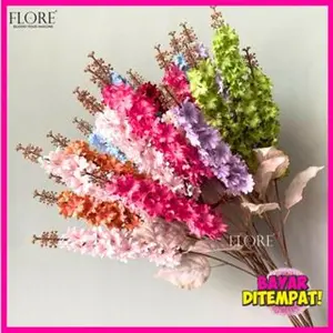 Delphinium Spring Cabang 3 Artificial/Bunga Imitasi Hyacinth Tangkai Panjang Tanaman Palsu Hiasan Dekorasi Pernikahan Pelaminan (NK-82)