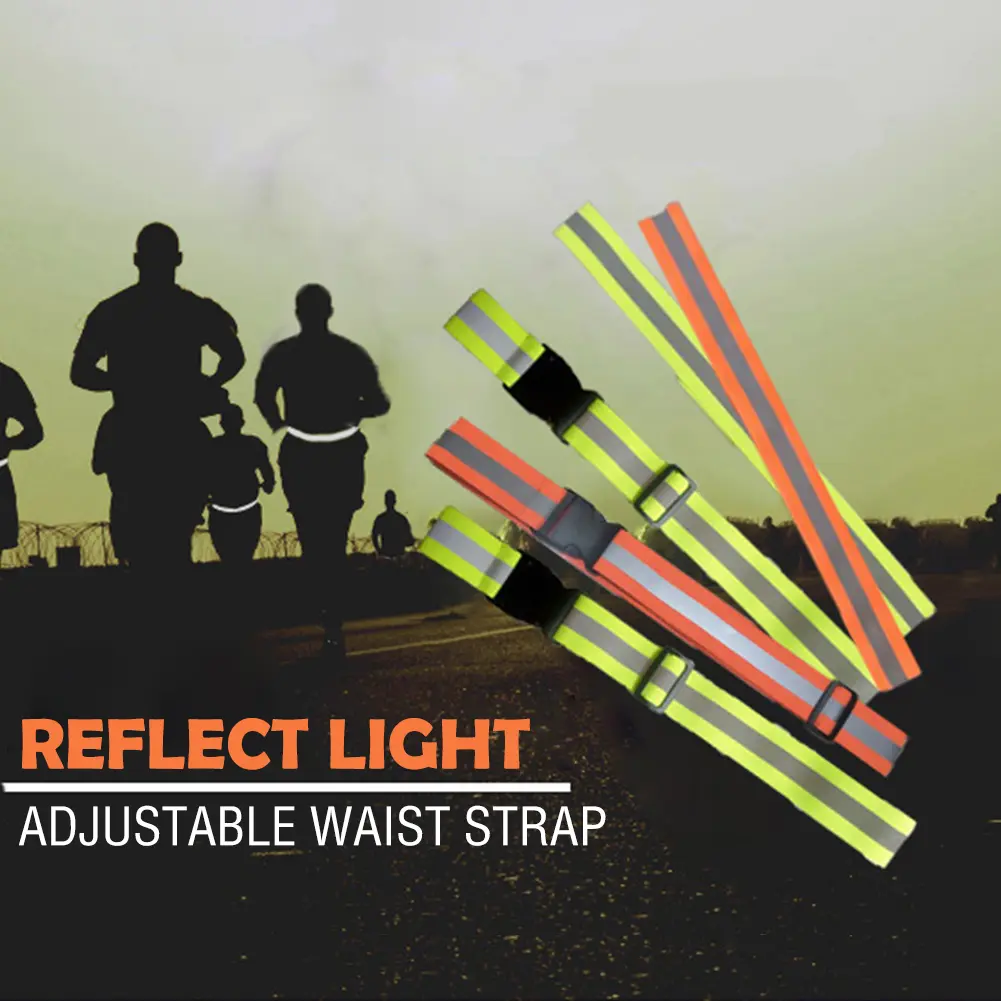 Reflective Bands for Running High Visible Night Safety Gear for Kid Men Women Waist Adjustable Elastic Safety Reflective Belt #463069