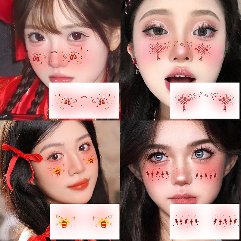 Product Introduction of New Year Makeup Face Paste Santa Claus Face Paste Holiday Party One-time Temporary Stickers For Children 26