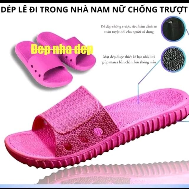(tăng 1 size)Dép đi trong nhà đa màu sắc , đúc cao su non nguyên khối êm , đế thiết kế chống trơn trượt Slipper Nữ Dép Lê 2