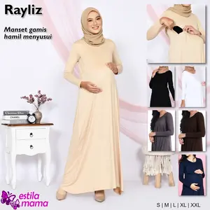 Rayliz - Manset gamis inner hamil menyusui "Estila Mama" Hitam/Abu/Toska/Biru/Putih/Krem/Coklat