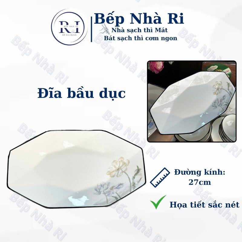 [ Bếp Nhà Ri ] Bộ bát đĩa gốm sứ Ceramic vân Kim Cương  - decor trang trí bàn ăn sang trọng hiện đại 2