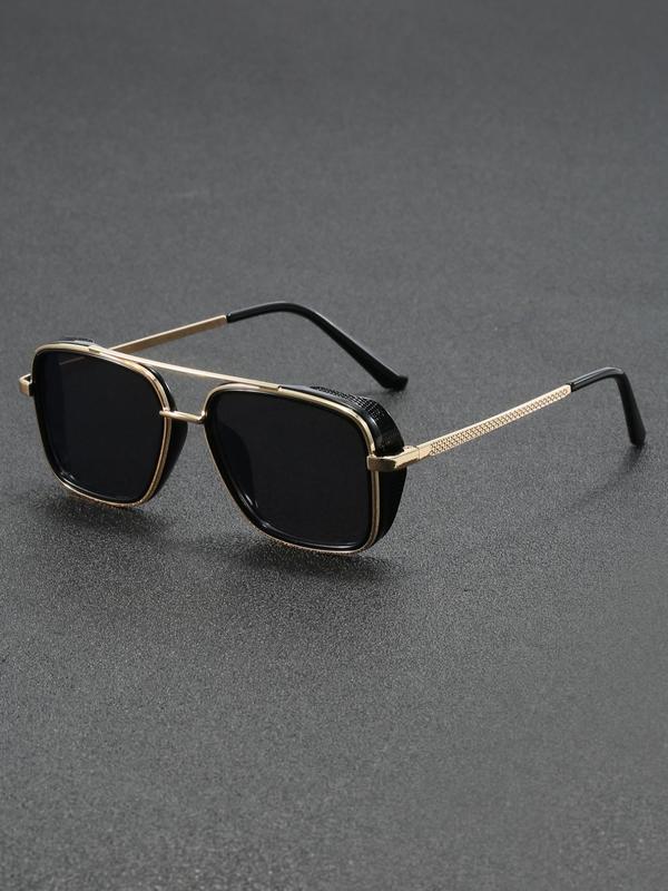 Men's 1 Pair Simple Sunglasses For Everyday Use, Summer Square Frame Double Beam Fashion Sunglasses, Modern Travel Accessories 4