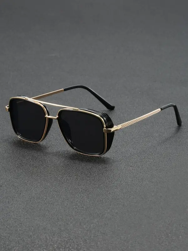 Men's 1 Pair Simple Sunglasses For Everyday Use, Summer Square Frame Double Beam Fashion Sunglasses, Modern Travel Accessories 4