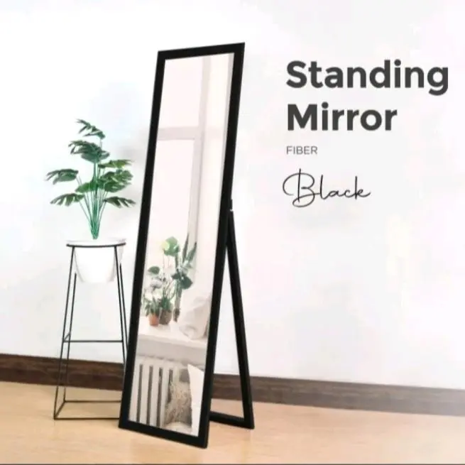 Standing mirror minimalis (90×33)cm Kaca Cermin Putih standing kaca wedding standing  mirror