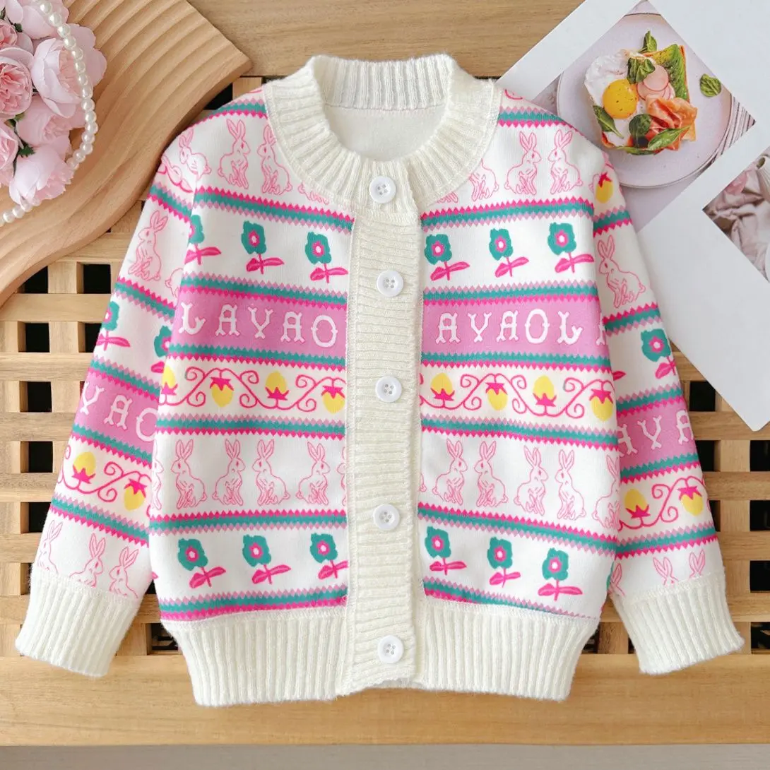 Áo Cardigan Dệt Kim, Cho Bé Gái, Thích Hợp Cho Mùa Xuân Và Mùa Thu, Đồ Len, Cỡ Trung Bình Và Lớn, Áo Khoác Len Trẻ Em, Quần Áo Trẻ Em Thời Trang
